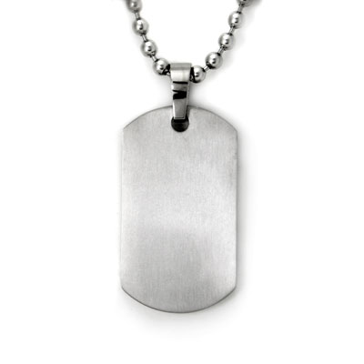 Titanium Engravable Dog Tag Pendant w/ 3mm Bead Chain