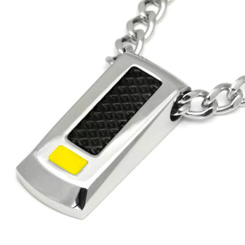 LAMBORGHINI Stainless Steel Pendant w/ Yellow Lacquer