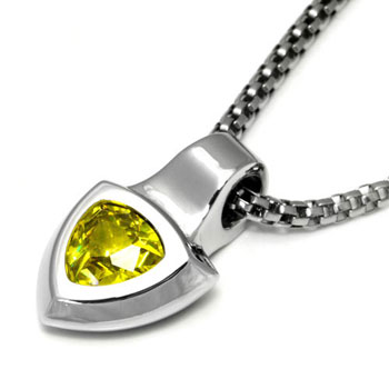LAMBORGHINI Stainless Steel Pendant w/ Yellow Crystals