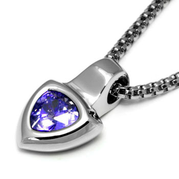 LAMBORGHINI Stainless Steel Pendant w/ Blue Crystals