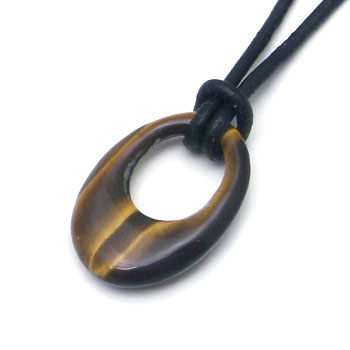 Tiger Eye Pendant w/ Leather Cord