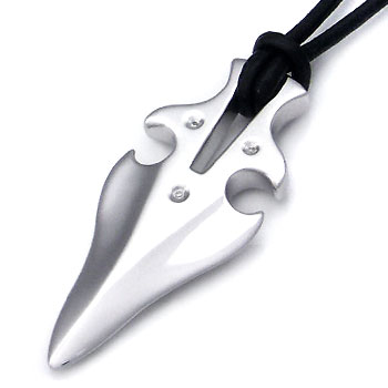 Sterling Silver Gothic Diamond Pendant w/ Leather Cord