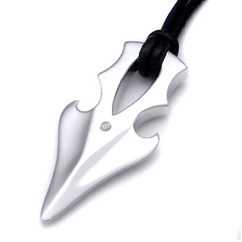 Sterling Silver Gothic Diamond Pendant w/ Leather Cord :  necklace design designer jewelry