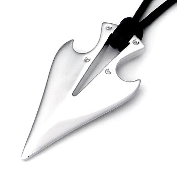 Sterling Silver Gothic Diamond Pendant w/ Leather Cord