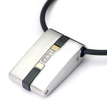 Dolan Bullock VERONA Diamond & 18K Gold Titanium Steel Pendant /w cord