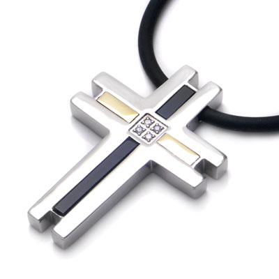 Dolan Bullock NEW YORK 18K Gold Steel Diamond Pendant /w cord