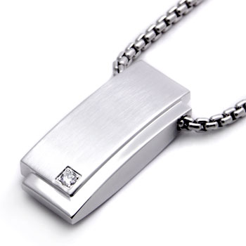 Dolan Bullock Sterling Silver Diamond Pendant /w 24" Box Chain