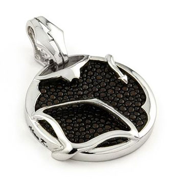 Sterling Silver Mocha Organic Stingray Leather Medallion Pendant