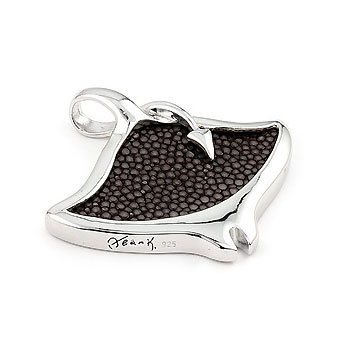 Sterling Silver Mocha Stingray Leather Fish Pendant