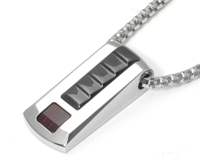 LAMBORGHINI Triple Red Stone Titanium Steel Pendant