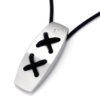 Zoppini Stainless Steel Pendant w/ Leather Cord P102674 :  fashion jewelry lace up pendant
