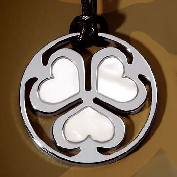 Maui Stainless Steel Mother of Pearl Pendant w/ Leather Cord