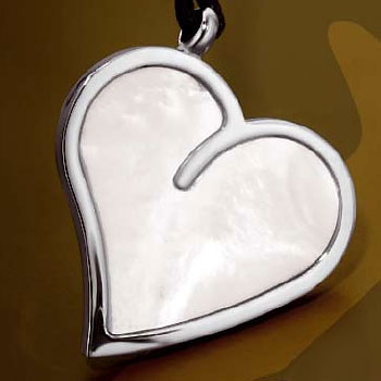 Maui Stainless Steel Mother of Pearl Pendant w/ Leather Cord
