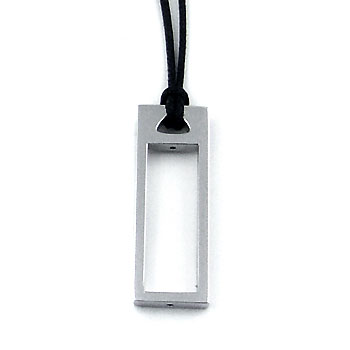 Manuel.Zed Stainless Steel Long Charm Pendant w/ Leather Cord