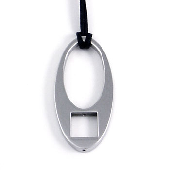 Manuel.Zed Stainless Steel Oval Pendant w/ Leather Cord