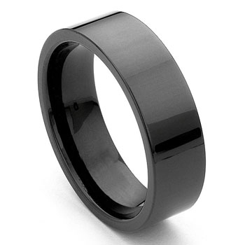 Wedding Rings Tungsten on Black Tungsten Carbide 7mm Flat Wedding Ring