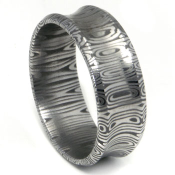 Damascus steel wedding bands