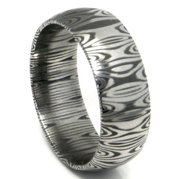 Damascus Steel Dome Wedding Band Ring