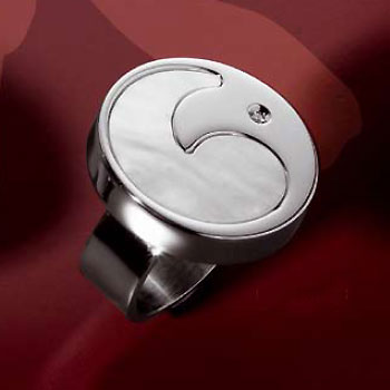 Saigon Stainless Steel Mother of Pearl Diamond Ring