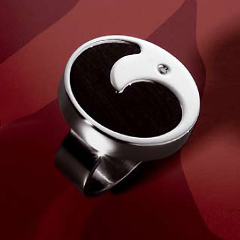 Saigon Stainless Steel Ebony Diamond Ring