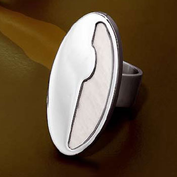 Maui Stainless Steel Mother of Pearl Oval Ring