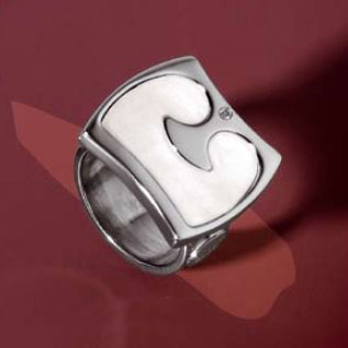 Saigon Stainless Steel Mother of Pearl Diamond Ring