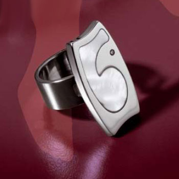 Saigon Stainless Steel Mother of Pearl Diamond Ring