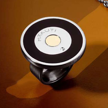 Vanua Stainless Steel 18K Gold Diamond Enamel Ring