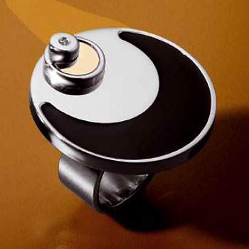 Vanua Stainless Steel 18K Gold Diamond Enamel Ring