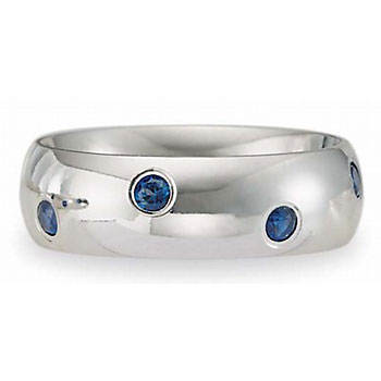 Benchmark 6MM 14K White or Yellow Gold Sapphire Wedding Band