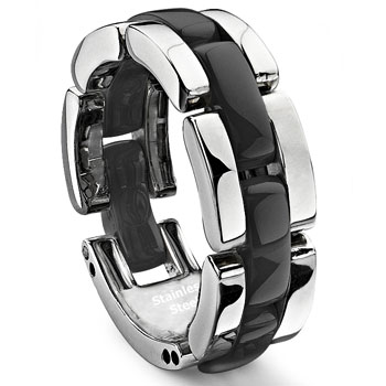 1 Row Black Diamond Ceramic Unisex Wedding Ringultra