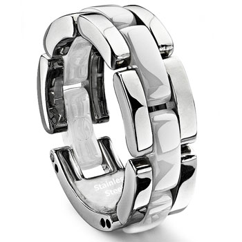 1 Row white Diamond Ceramic Unisex Wedding Ring