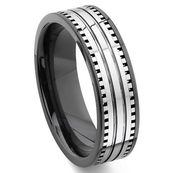 2nd Generation Tungsten Carbide Two Tone Milgrain Wedding Band Ring,forge,seranite
