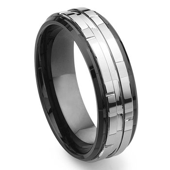 2nd Generation Tungsten Carbide Two Tone Wedding Band Ring,forge,seranite