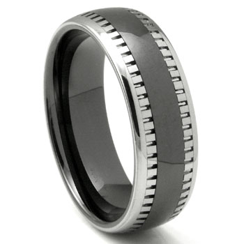 2nd Generation Tungsten Carbide Two Tone Milgrain Dome Wedding Band Ring,forge,seranite