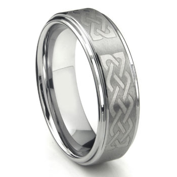 Tungsten Carbide Ring w/ Laser Etched Celtic Knot Design 8mm Tungsten Carbide Ring w/ Laser Etched Celtic Knot Design 8mm