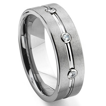Carbide Wedding Ring on Tungsten Carbide Diamond Ribbed Wedding Band Ring