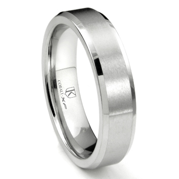 Cobalt XF Chrome 6MM Beveled Wedding Band Ring,Benchmark,Scott,SK