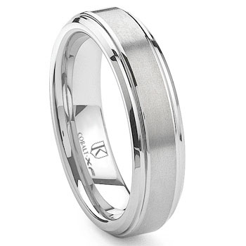 Cobalt XF Chrome 6MM Raised Center Wedding Band Ring,Benchmark,Scott,SK