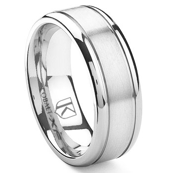 Cobalt XF Chrome 8MM  Double Grooves Wedding Band Ring,Benchmark,Scott,SK