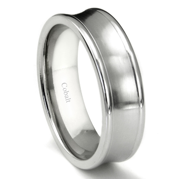 Cobalt XF Chrome 8MM Concave Wedding Band Ring