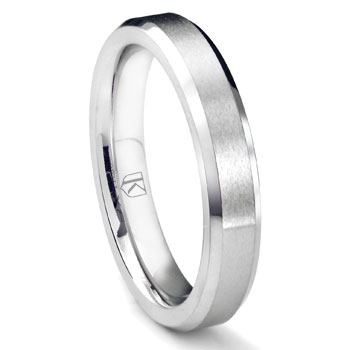 Cobalt XF Chrome 4MM Brush Center Beveled Wedding Band Ring