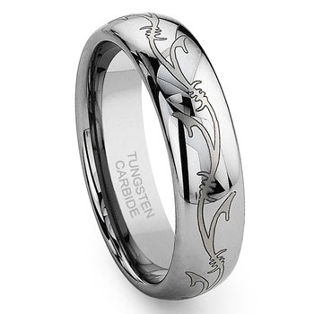 Tungsten Carbide Laser Engraved Vine Celtic Irish Wedding Band Ring 