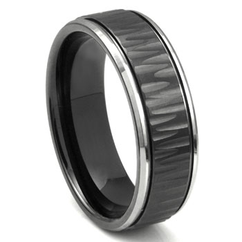 Olivenorma 8mm Black Tourmaline Tungsten Carbide Ring main image 1
