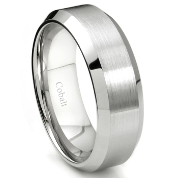 Jewels By Lux Cobalt Beveled Edge Satin 7mm Band Jewels By Lux Cobalt Beveled Edge Satin 7mm Band