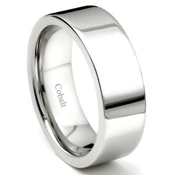 Cobalt XF Chrome 8MM High Polish Flat Wedding Band Ring