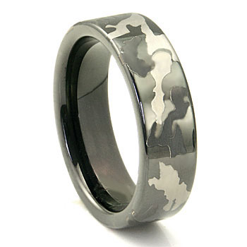 Black tungsten ring with laser engraved miltiary CAMO pattern. 7MM in ...