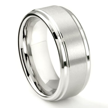 Coral Springs White Tungsten Raised Polished Center Ring Coral Springs White Tungsten Raised Polished Center Ring