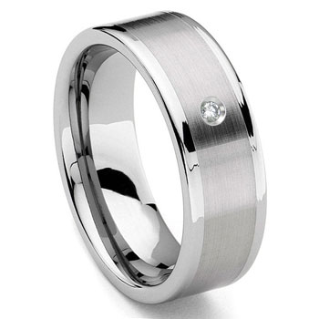 diamond setting on a tungsten ring