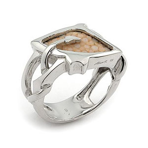 Sterling Silver Tan Organic Stingray Leather Ring